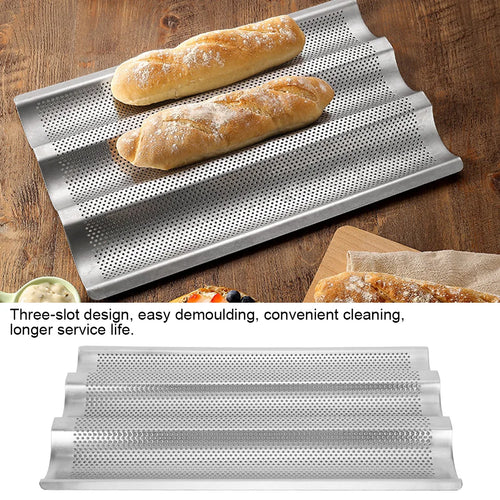 3 Grooves French Bread Baking Mold  Waves Baking Tray Pan Bread Baking Tool Silver  Mold French Bread Baking Pan