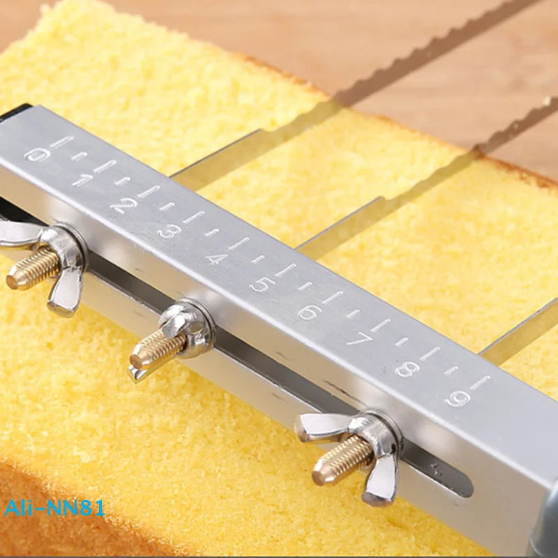 【N】Adjustable Cake Leveler Stainless Steel Cake Cut Slicer 3Blades Cut Saw DIY Butter Bread Divider Pastry Knife Baking Supplies