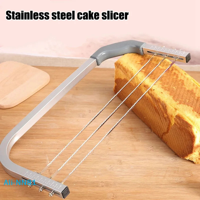 【N】Adjustable Cake Leveler Stainless Steel Cake Cut Slicer 3Blades Cut Saw DIY Butter Bread Divider Pastry Knife Baking Supplies