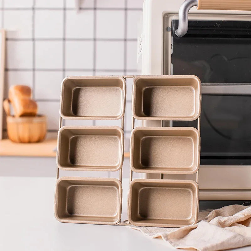6 Holes Square Pillow Bread Mould Non-stick Brownie Baking Mold For DIY French-Bread Breadstick Cheesecake Toast Bakeware Tools