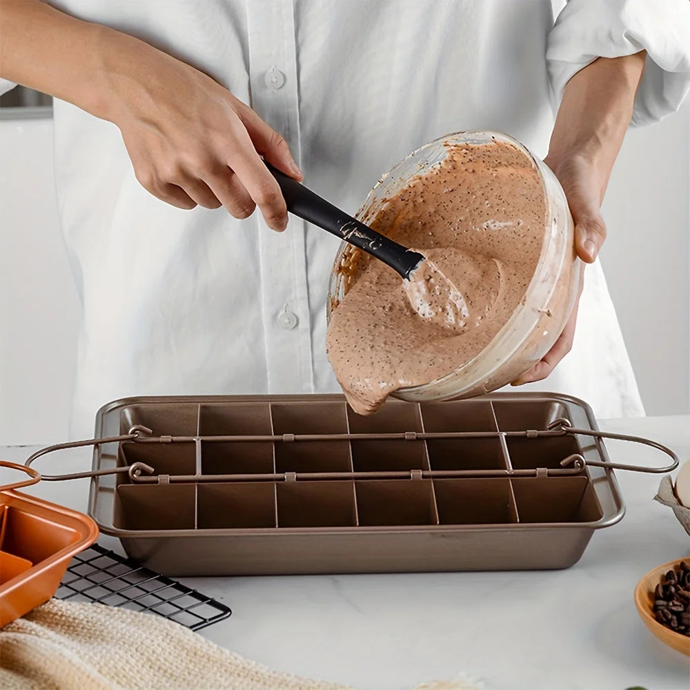 18 Grids Stainless Steel Loaf Pan Brownie Cake Pan With Dividers Non Stick Square Muffin Pan for Baking Brownie Cake Bakeware