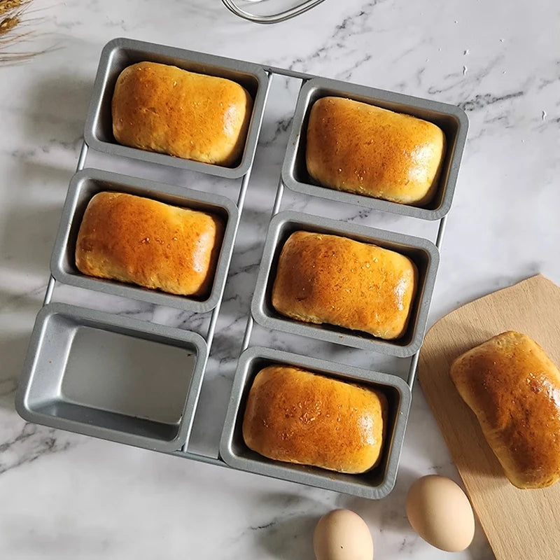 6 Holes Square Pillow Bread Mould Non-stick Brownie Baking Mold For DIY French-Bread Breadstick Cheesecake Toast Bakeware Tools